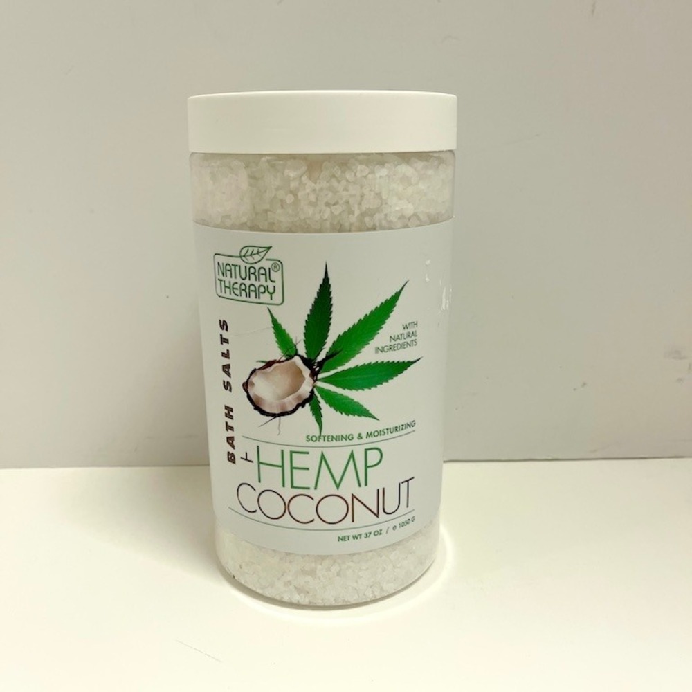 Natural Therapy Hemp Coconut Bath Salts NEW 37oz Jar Natural Ingredients